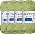 Mercerized Cotton Yarn – Fingering Weight 4-Ply, Each 1.76 oz (50g) / 136 yds (125 m), High-Gloss, Anti-Splitting, Fade-Resistant for Crochet & Knitting, Bud Green (Pack of 4) - color: Bud Green
