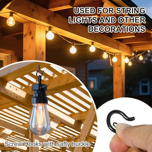 5-Pack Heavy Duty 2.08-Inch SilverScrew Hooks - Rustproof Metal with Safety Lock, 30LB Capacity（Includes Storage Case & Plastic Caps） (5, Silver) - color: Silver
