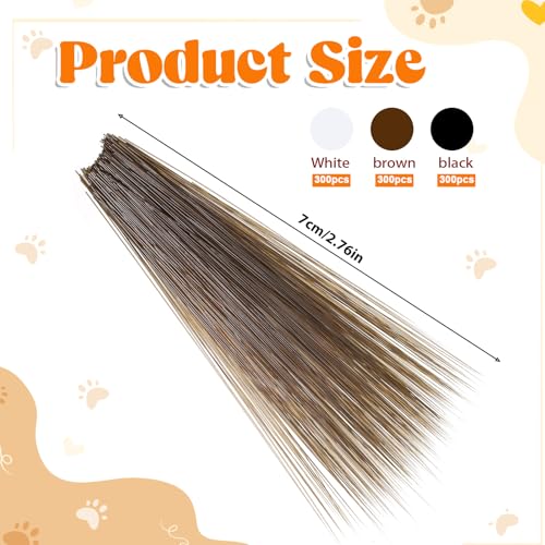 IANFAN 900 Pcs Cat Whiskers, 3 Inch Simulated Animal Whiskers for Crafts | Plastic Cat Whisker For Face & Needle Felting, Supplies For Stuffed Animals, Muppets (White + Brown + Black)