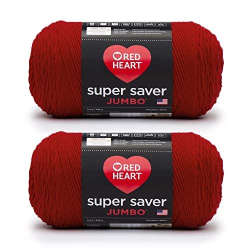 Red Heart Super Saver Jumbo Yarn for Crocheting, Cherry Red, 2-Pack - color: Cherry Red, size: 2-Pack