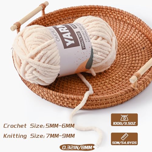 Fluffy Chunky Chenille Crochet Yarn, Baby Yarn for Crocheting Soft Blanket, Bulky Velvet Yarn (100g/54.8yds), Plush Amigurumi Yarn for Knitting Crafts, Scarves, Puzzle (Blue) - color: Blue