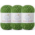 Skinny Chenille Yarn for Crocheting, 3 Pack of 1.75 oz/109 yds Amigurumi Yarn&Baby Yarn for Crocheting Soft, Fluffy Fingering Weight Velvet Yarn for DIY Crafts&Baby Blankets.(3 Army Green) - color: 3 Army Green
