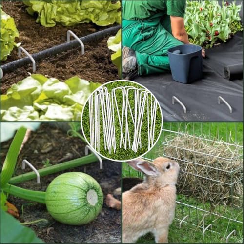 Petgrow 6 Inch Garden Stakes Galvanized Landscape Staples,11 Gauge | Rust Proof U-Type Plant Cover Spikes Tent Sod Pins for Turf Securing Fences , Outdoor Wires Cords Tents Tarps Weed Barrier - size: 50 PACK