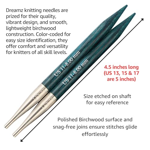 KnitPro Dreamz Chunky 5-Inch IntChg. Circular Knitting Needle Set | US 11, 13, 15, 17, 19 Incl. 2 Memory-Free Cables, 4 Caps, 2 Keys, 2 Connectors, Fabric Case & Project Bag