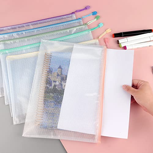 Tamaki 6 Pack Mesh Zipper Pouch Bags, Letter/A4 | Waterproof Zipper Bags, Document Bag, Durable Pouches for Organization - color: 6 Pack