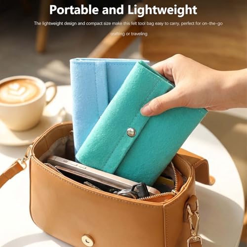 Felt Craft Tool Bag - 2 Pack Portable Knitting Needle Case with Multi-Pockets, Soft Felt Organizer for Crafters, Art Lovers, and DIY Enthusiasts