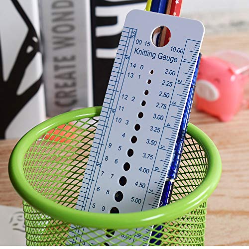 INCH CM Ruler UK US Canada Sizes Plastic Knitting Needle Gauge Circle Geometric Template Ruler Student Measure Tool - color: Grey