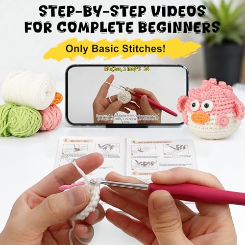 Totiro Crochet Kit for Beginners, Balloon Fish Amigurumi Starter Kit, Easy DIY Craft Set with Step-by-Step Video Tutorials, 2 Pack Crochet Pattern Learning Kit for Teens Adults Birthday Gift - color: Ballon Fish