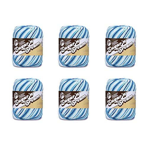 Lily Sugar'N Cream Super Size Hippi Yarn - 6 Pack of 85g/3oz - Cotton - 4 Medium (Worsted) - 150 Yards - Knitting/Crochet - color: Hippi, size: 6 Pack, style: Sugar'N Cream Super Size