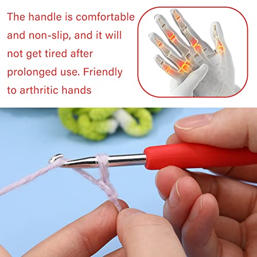 QMNNMA 4.5 mm Crochet Hook, Ergonomic Crochet Hooks for Arthritic Hands | Crochet Needles for Yarn, Extra Long Knitting Needles for Beginners, Left-handed People, Making Blanket - size: 4.5mm