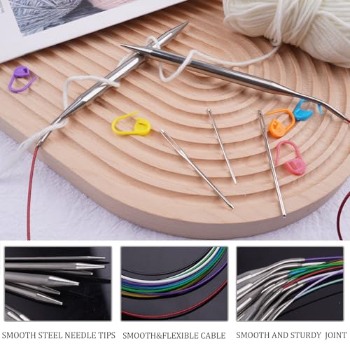 Circular Knitting Needles 32inches/80cm,Size US 10.5(6.5mm) Stainless Steel Round Knitting Needles for Handmade Knitting DIY - size: US10.5/6.5mm