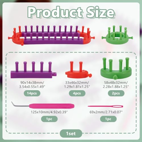 HOBBIESAY 1set Adjustable Knitting Loom Set Knitting Loom Scarf Crochet with Needles Weaving Tool Set Long Looms Scarf Sweater Shawl Stitch Knit Blankets Different Sizes and Shapes Knittings Looms