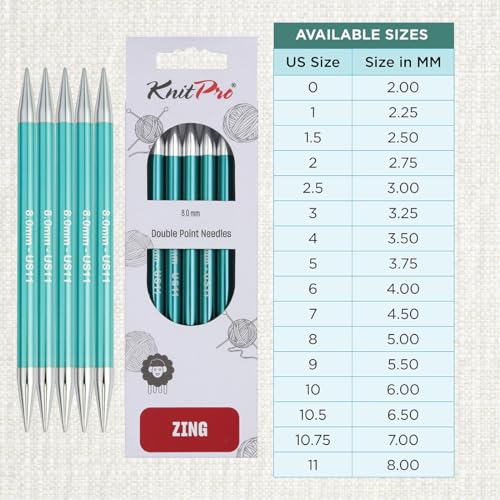 KnitPro Zing Double Pointed Needles 6" (15cm) | US Size 11 (8mm) - size: US 11 (8mm)