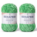 Chenille Velvet Soft Yarn Green 2 Pack | 200g/98.4yds Fuzzy Chunky Chenille Yarn for Crocheting Plush Yarn for Hand Knitting Amigurumi Fluffy Yarn - color: 2 Green