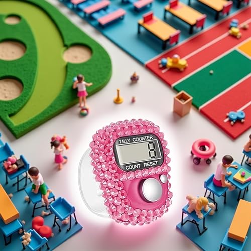 Electronic Finger Tally Counter Clicker Counter,Convenient Portable Digital Display Tally Counter,Resettable Mini Lap Counter for Golf Goods Counting Accessories,Track and Field Lap Counters - color: Pink