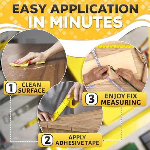 12 Inch Self Adhesive Measuring Tape, 13.9 Yards, 1" Wide, Metric | Repeating Ruler Tape; Dual Metric Scale, Left-Right Reading, Flexible Strong Hold; for DIY, Crafts, and Sewing
