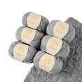 Merino Wool Yarn for Knitting & Crocheting - 35% Wool, 65% Acrylic - color: Light Gray, size: 6 Balls