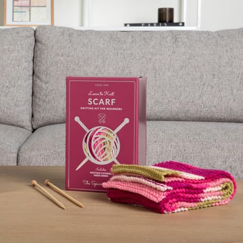 The Spinning Hand Knitting Kit for Beginners Adults – Educator-Designed, Self-Striping Wool Yarn, Bamboo Needles & Video Tutorials (Dragonfruit) - color: Dragonfruit