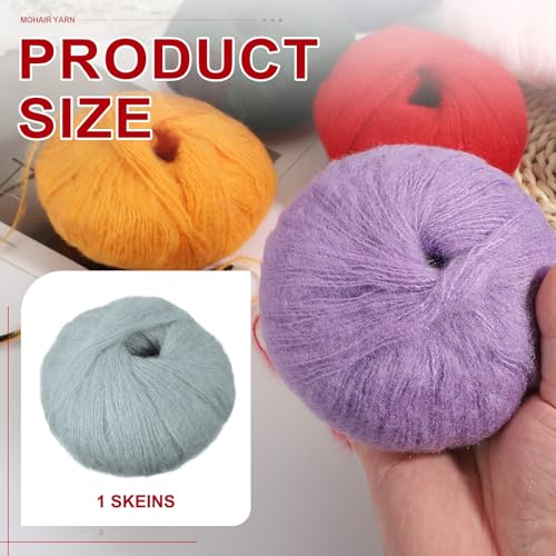 PATIKIL Mohair Yarn, Soft Yarn Faux Mohair Fuzzy Fur Fine Fluffy Yarns Thin for Crocheting Knitting Sweater Scarf Hat Crafts Blanket Rug, Light Gray - color: Light Gray