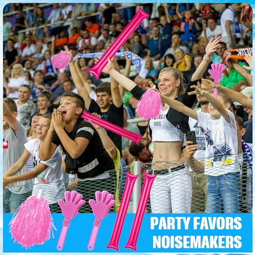 36 Pcs Cheerleading Pom Poms Thunder Sticks and Hand Clappers - color: pink