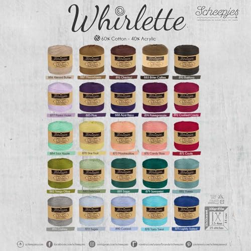 Scheepjes Whirlette Yarn 100g - 860 Ice Cream, Cotton-Acrylic Blend - color: Ice, size: 4 millimeters