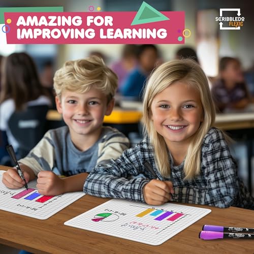 SCRIBBLEDO Grid Dry Erase Sheets 9”x12” Math Practice Small White Board Sheets Math Manipulatives Quad Graph Whiteboard Sheets Math Supplies Homeschool Teacher Students Classroom Pack of 10 - color: Large Grids