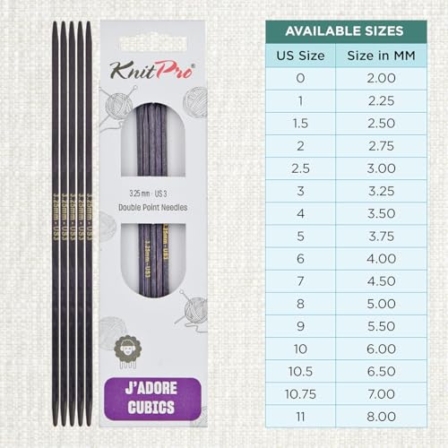 KnitPro J’Adore Cubics Double Pointed Needles 6" (15cm) | US Size 3 (3.25mm) - size: US 3 (3.25mm)