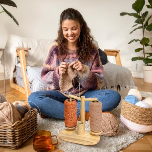 Wooden Yarn Holder for Crochet and Knit Projects (Natural) - color: natural