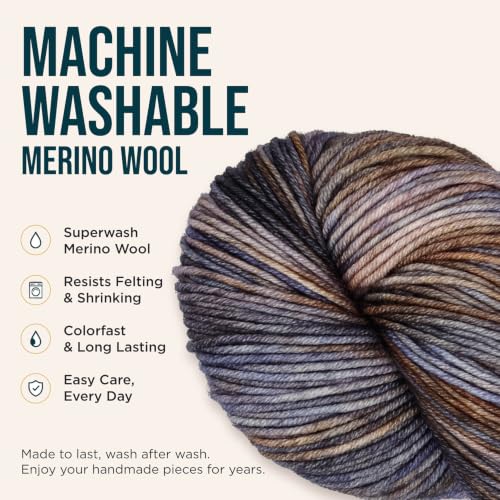 KnitPro Symfonie DK Weight Merino Wool Yarn 240yds, 100g, Mulberry Mud | 100% Extrafine Merino, Hand Dyed, OEKO-TEX Certified, Superwash, Colorfast, #3 Yarn Skein for Knitting & Crochet - color: Mulberry Mud