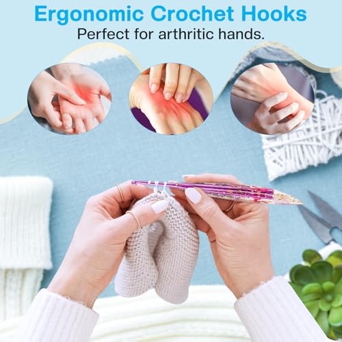 4.5mm Crochet Hook, Ergonomic Crochet Hooks with Floral Resin Grips | Stylish and Unique Knitting Needles ,Crochet Needles for Beginners, Arthritic Hands and Professional - size: 4.5mm