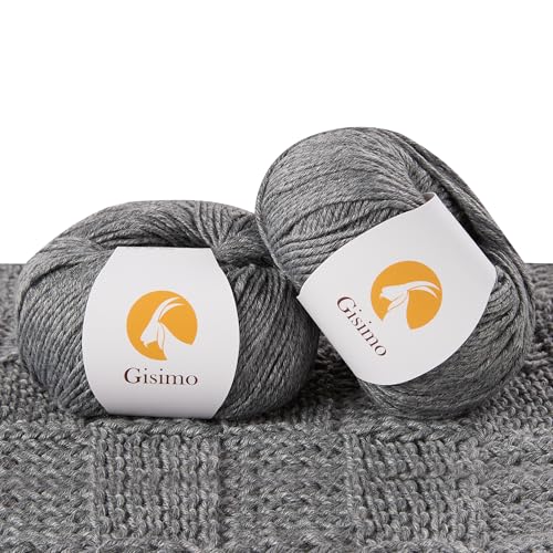 Merino Wool Yarn for Knitting & Crocheting - 35% Wool, 65% Acrylic - color: Dark Gray, size: 2 Ball