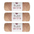 3 Skein La Mia Baby 50% Cotton Total 10.5 Oz Each 3.5 oz (100 g) / 218yd (200m), Medium, Worsted, Super Soft Yarn, Best for Baby and Amigurumi, Beige - L049 - color: Beige - L049