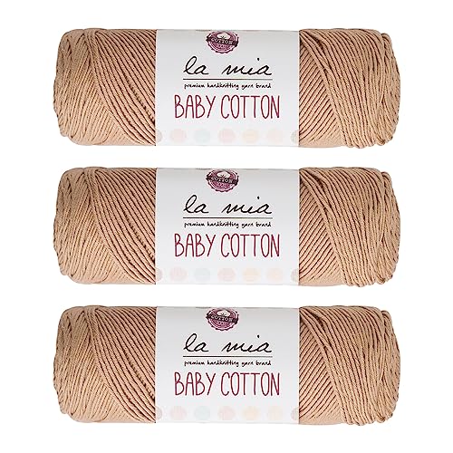3 Skein La Mia Baby 50% Cotton Total 10.5 Oz Each 3.5 oz (100 g) / 218yd (200m), Medium, Worsted, Super Soft Yarn, Best for Baby and Amigurumi, Beige - L049 - color: Beige - L049