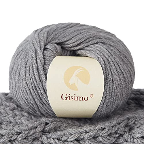 100% Merino Wool Yarn, 6-Ply Luxurious and Soft Yarn for Hand Knitting & Crocheting, 1.76 OZ/50g, 127 yds/116 Meters (Gray, 1 Ball) - color: gray, size: 1 ball