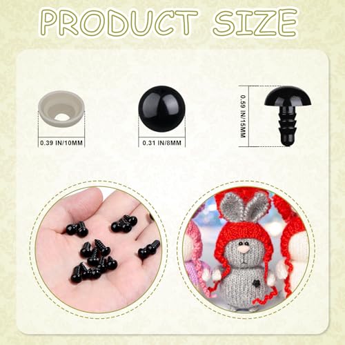 320Pcs Safety Eyes for Crocheting 8mm Amigurumi Craft Doll Eyes | Crochet Animals with Washers, Small Stuffed Animal Eyes for Plush Dolls Bear Doll Making Supplies - size: 8mm