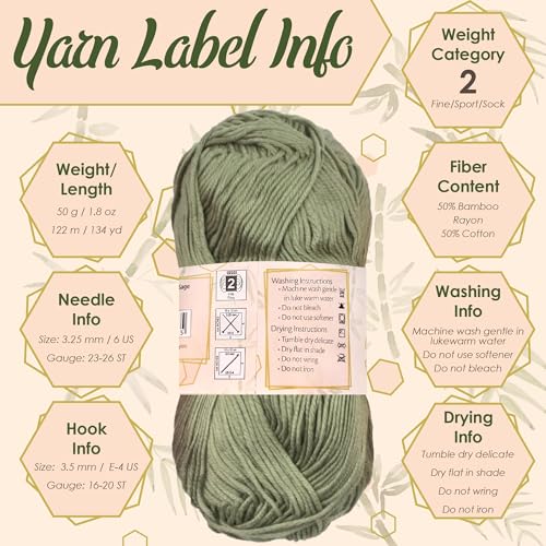 JubileeYarn Bamboo Cotton Sport Yarn - 50g/Skein - Vermillion City - 8 Skeins - color: 102 Vermillion City, size: 8 Skeins
