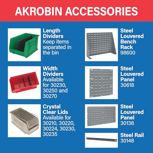 Akro-Mils 30235 AkroBins Plastic Storage Bins, 11"x11"x5", Clear, 6-Pack | Space-Saving Stackable Bins for Garage, Pantry, Craft Organization - color: Clear