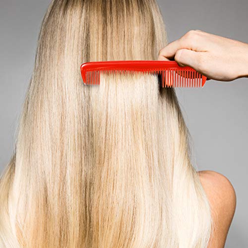Leinuosen 12 Pieces Pocket Hair Combs, Fine Tooth Combs, Red | Plastic Hair Care for Men Women, Portable Travel Size, for Barber Salon Hair Dressing Use, Not Breakable, Peines Para Cabello - color: Red