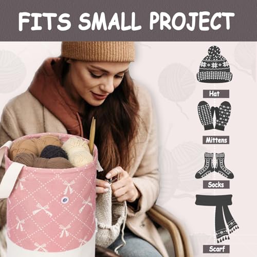 Yarn Bag, Knitting Crochet Bag, Portable Yarn Storage Bags Organizer for Crocheting Project, Store Skein Ball, Short Knitting Needle (Medium, Bowknot) - color: Bowknot, size: Medium