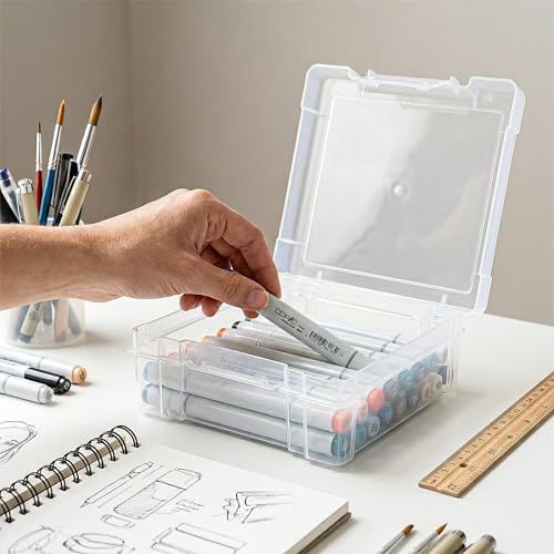 ArtBin 6953AB ClearView 6" x 6" Box Art & Craft Organizer, [1] Plastic Storage Case, Clear | 6.25 x 6.625 x 2.125 Inches, Clear View Lid, Compact Craft Organizer, Stackable, Durable Plastic - size: 6" x 6" cm