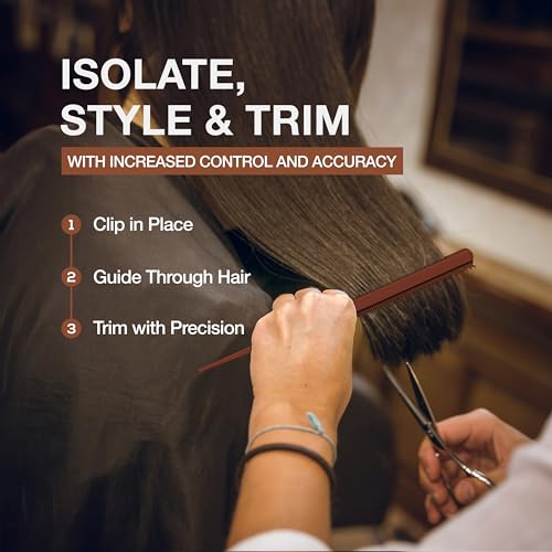 Rat Tail Combs, Teasing Comb, Flat Iron Combs for women, Parting Combs for braiding hair, Hairstylist essentials for Highlights - Balayage board hair combs for Styling & Cutting (2 Pack) - color: Brown