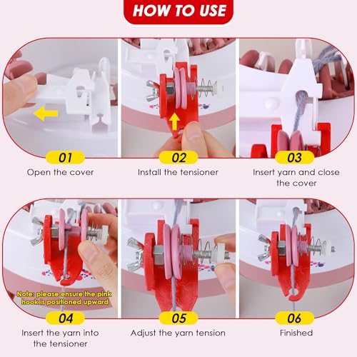 Ceoighe 2 Pack Circular Knitting Machine Tensioner Removable Yarn Tensioner Adapters Compatible with ADDI 48 46 22 Needle(Red) - size: Red