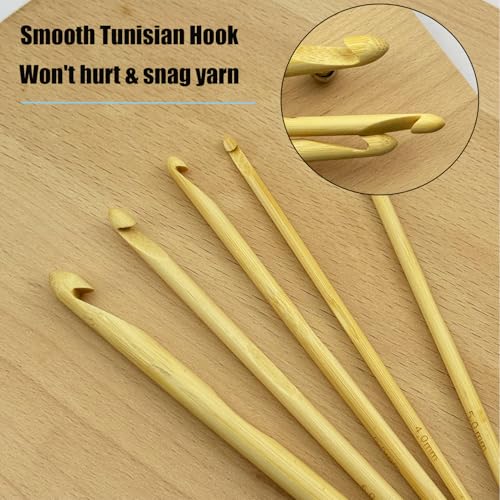 Weabetfu 32-Inch Bamboo Tunisian Crochet Hook with Steel Cable,8mm | Afghan Crochet Hooks Needles for Handmade Creative DIY and Carpet Rug Blanket Weaving Knitting Needles - size: 8mm