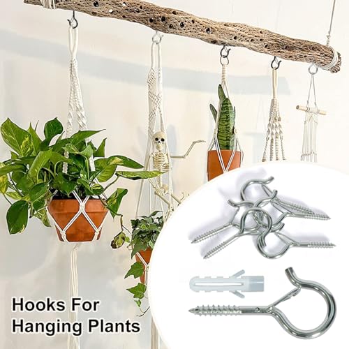 5-Pack Heavy Duty 2.08-Inch SilverScrew Hooks - Rustproof Metal with Safety Lock, 30LB Capacity（Includes Storage Case & Plastic Caps） (5, Silver) - color: Silver