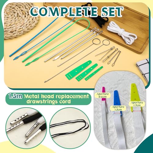 Fedmut Drawstring Threader Tool Set with Loop Turner, Bodkin Sewing Tool | Elastic Bodkin, Loop Turner Tweezers, Quick & Easy Rethreading Tools for Hoodies, Sweatpants, Sewing, and Crafts - color: Set B