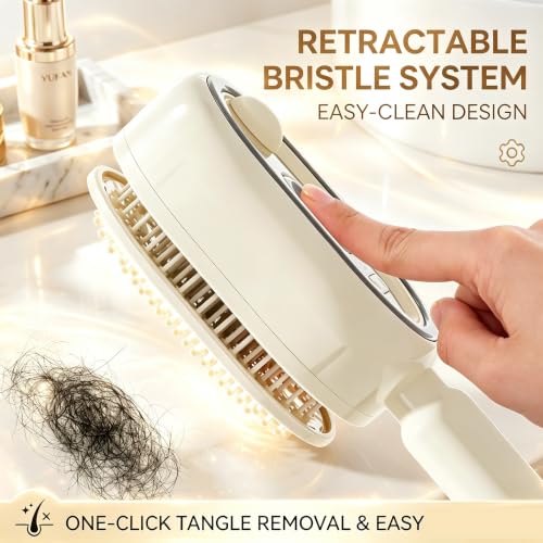 New Electric Mist Air Cushion Massage Brush, 5-in-1 Anti-Tangle Hair Comb for Dry Frizzy Hair, Self-Cleaning Shine Boost Hair Care Brush for Ladies (Pink) - color: Pink-