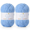 Fluffy Chenille Yarn for Crocheting，Baby Yarn for Crocheting Soft，2 Pack of 100g/3.5oz Velvet Amigurumi Yarn ，Fingering Weight Yarns for Crocheting Baby Blankets、DIY Craft.(2 Azure) - color: [2 Azure]