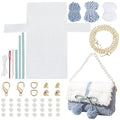 WADORN DIY Knitting Crochet Handbags Kit, Mesh Plastic Canvas Crochet Kit | Women Shoulder Bag Sewing Materials, Cute Crossbody Purse Making Set, Handmade Bag Crafting Project Xmas Gift, 22x13cm, Blue - color: Sky Blue