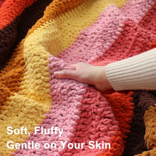 #6 Super Bulky Blanket Yarn for Crocheting - 4 Skeins(Each 10.5oz/300g, 220yds/201m), Chunky Chenille Thick Plush Big Soft Yarn for Crocheting Knitting Blankets, Mustard Yellow - color: Mustard Yellow