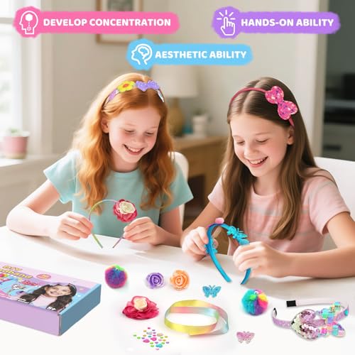 Ambesi DIY Headband Making Kit for Girls Ages 5-12 - Arts & Crafts Gift Set | Arts and Crafts kit for Kids 4-6, Hair Accessories, Make Your Own Hair Accessories, Birthday Gifts
